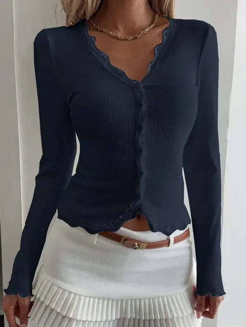 Scalloped Button-front Top style reference