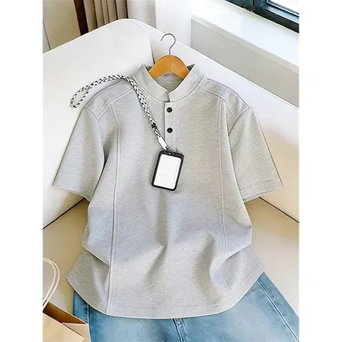 Short-sleeve Henley Top style reference